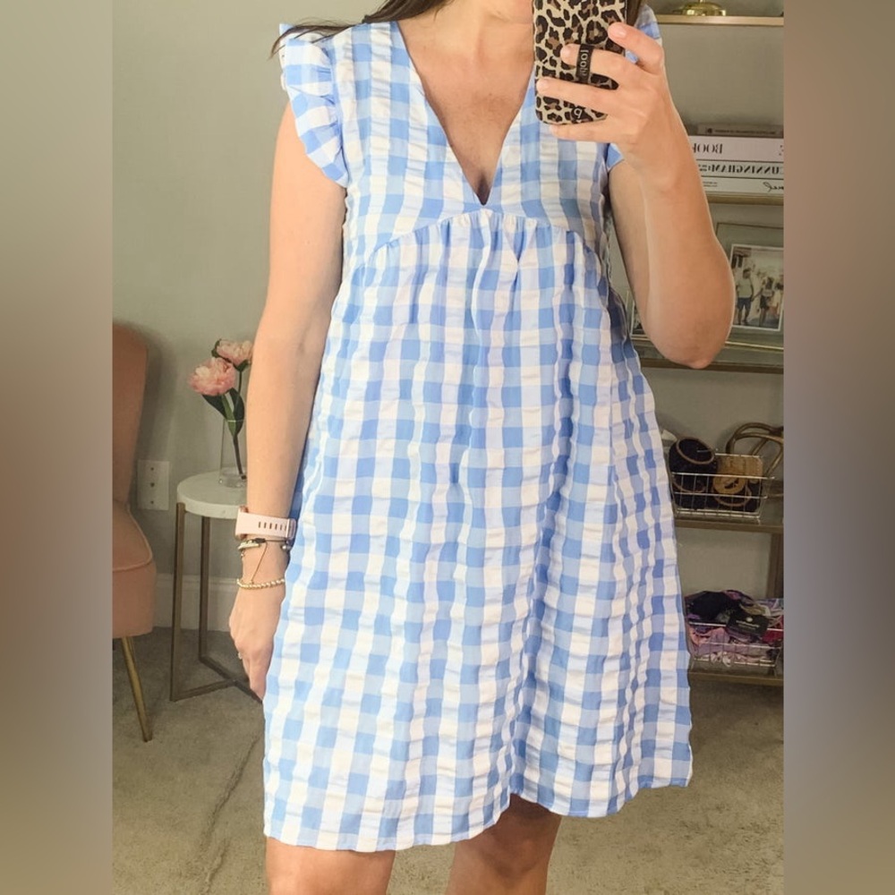 Blue and White Gingham Dress